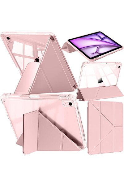 UnDePlus Samsung Galaxy Tab S10 Lite FE/S10/S9 FE/S9 Kılıf Mika Trifolding Arkası Full Şeffaf Kalem Bölmeli