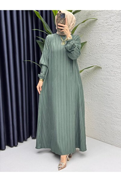 ZENA BY ÇETİN LEVENT Piliseli Salaş Kesim Tesettür Elbise Günlük ve Şık Uzun ...