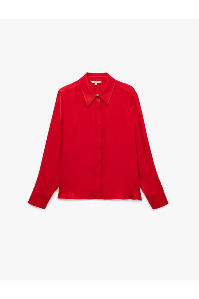 Koton Регулярна кройка сатенена риза с дълги ръкави