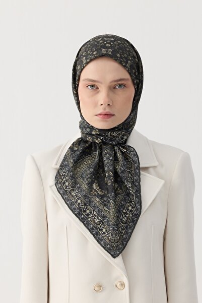 İpekhan Winter Bloom Soft Scarf 1244 Black