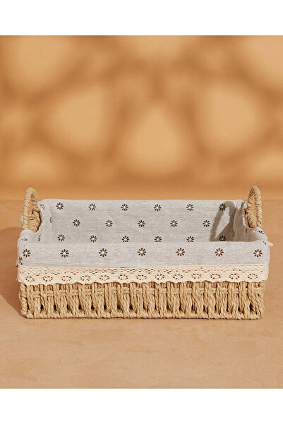 REDTAG Beige Rectangle Basket With Cloth (Medium)