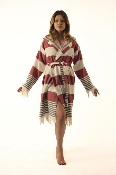 TARZ PEŞTEMAL organik bambu kapşonlu havlu peştemal bornoz