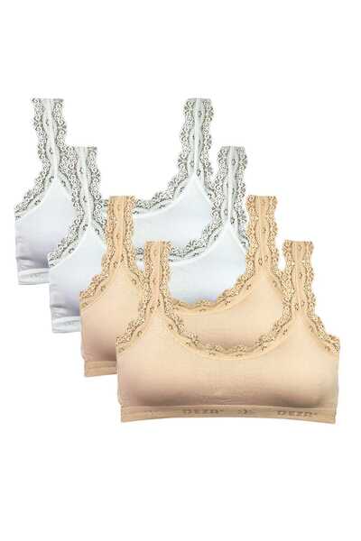 Mestore 4 Pieces Lace Embroidery Embroidered Padded Bamboo Women's Bustier Wh...
