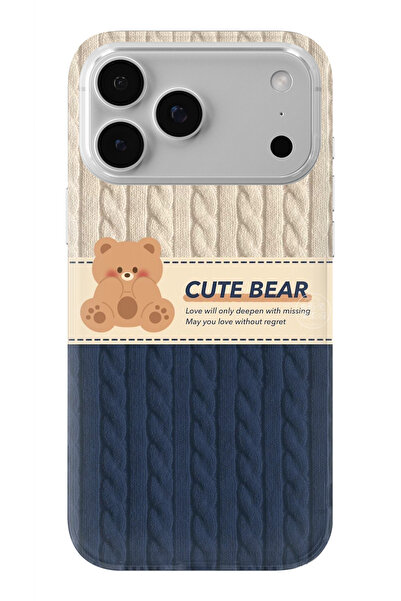 Multitronic حافظة شفافة مطبوعة بتصميم الدب اللطيف متوافقة مع هاتف iPhone 17 P...