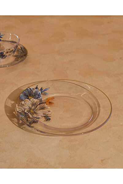 REDTAG Blue Floral Glass Dinner Plate