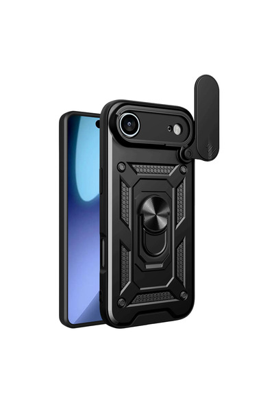 eco port غطاء سيليكون لآيفون 17 إير مع حلقة للعدسة - أسود