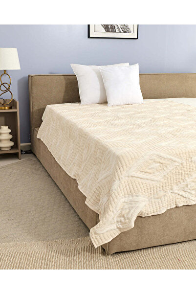 REDTAG غطاء سرير جاكار هندسي بلون عاجي مكون من قطعتين (مقاس فردي)