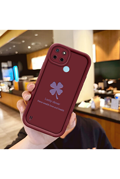 Hontinga حافظة هاتف من السيليكون باللون الأحمر الداكن مقاومة للصدمات ونمط أور...