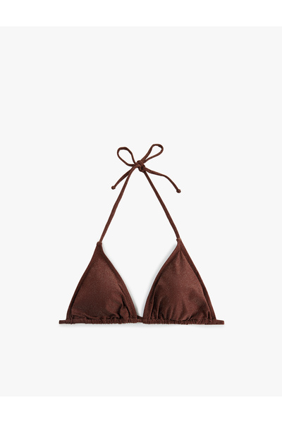 Koton Halter Neck Glitter Triangle Bikini Top