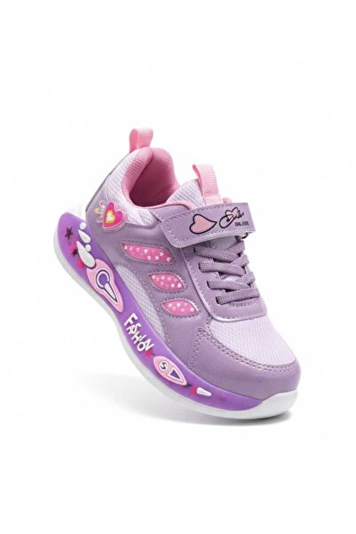 Moda Kadıköy Lila Girls' Non-Yellowing Sole Orthopedic Velcro and Lace-Up Spo...