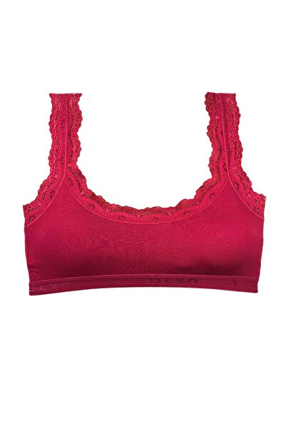Mestore Lace Embroidered Padded Bamboo Women's Bustier Claret Red