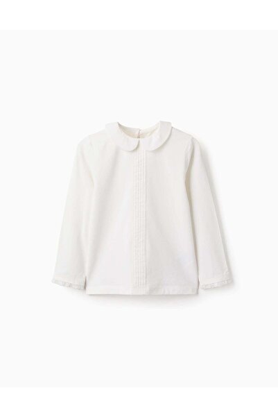 Ziddy T-shirt with Pleats and Ruffles for Girls, White