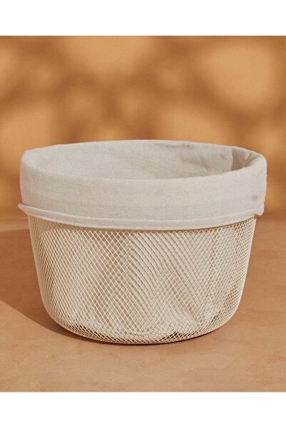 REDTAG White Metal Round Basket With Fabric