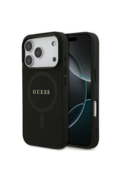Guess Case for IPhone 17 Pro Max, Saffiano Classic Logo MagSafe, Black