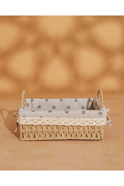 REDTAG Beige Rectangle Basket With Cloth (Small)