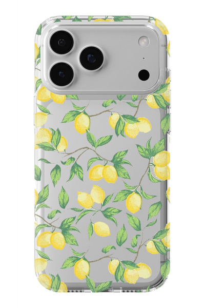 Multitronic حافظة شفافة مطبوعة بتصميم ليموني متوافقة مع هاتف iPhone 17 Pro Max