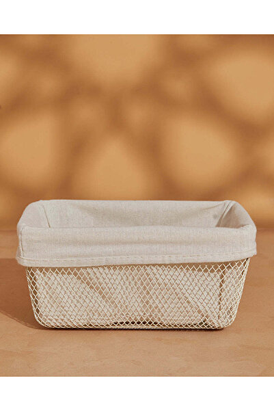 REDTAG White Metal Rectangle Basket With Fabric