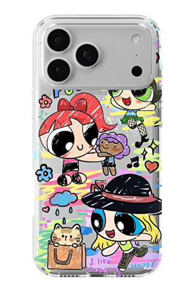 Multitronic حافظة شفافة مطبوعة بتصميم Powerpuff Girls 2 متوافقة مع هاتف iPhon...