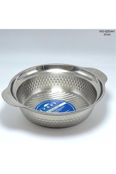 IVORY Çelik Sığ Mikser Kabı 27×8 cm | Dayanıklı ve Çok Amaçlı Karıştırma Kabı