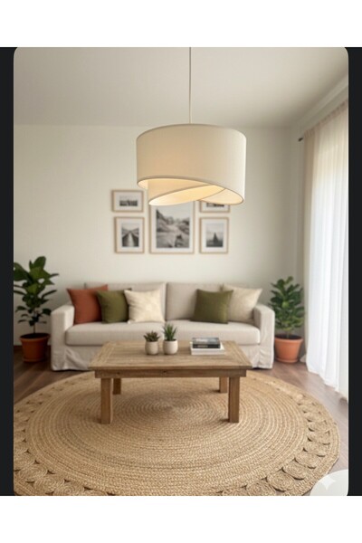 Emg DesiGn Elips 2 Katlı Kumaş Pasta Avize Çocuk Odası Yatak Odası Salon Mutf...