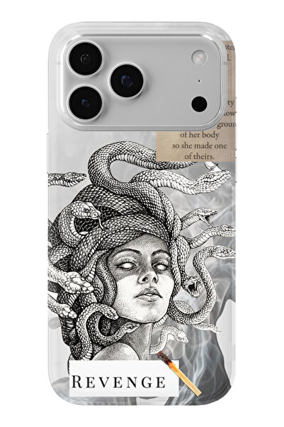 Multitronic حافظة شفافة مطبوعة بتصميم ميدوسا متوافقة مع هاتف آيفون 17 برو ماكس