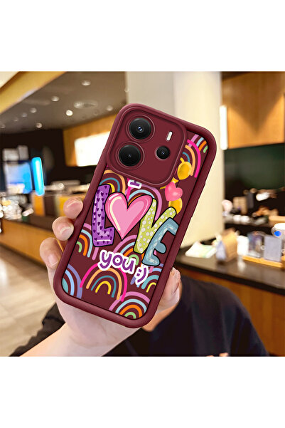 Hontinga Simple Maroon Silicone Phone Case Heart Shockproof Compatible with R...