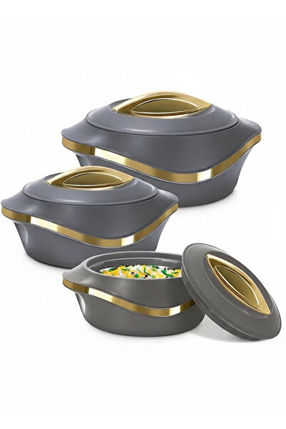 Badraig Set of 3 Inner Stainless Steel Hotpot (500 ml, 1000 ml, 1500 ml) Dark...