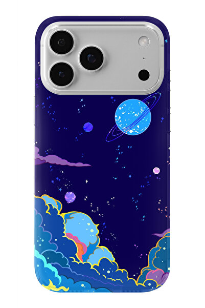 Multitronic حافظة شفافة مطبوعة بتصميم كوكبي متوافقة مع هاتف iPhone 17 Pro