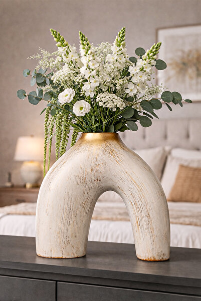 Hmydesign Dekorativna keramička vaza, ručno izrađena, moderna dekoracija za d...