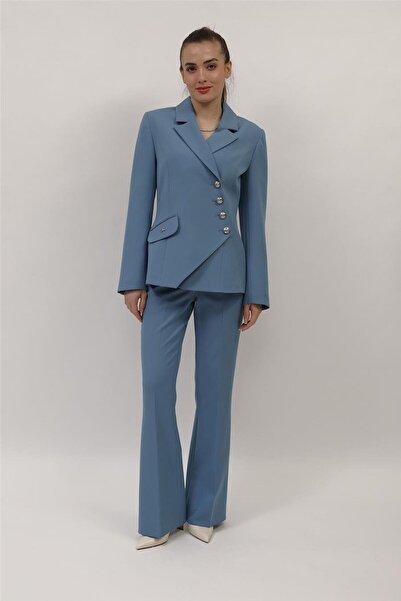 ÖNDER ÖZSOY Men's Collared Asymmetrical Double-Breasted Jacket & Pocketed Spa...