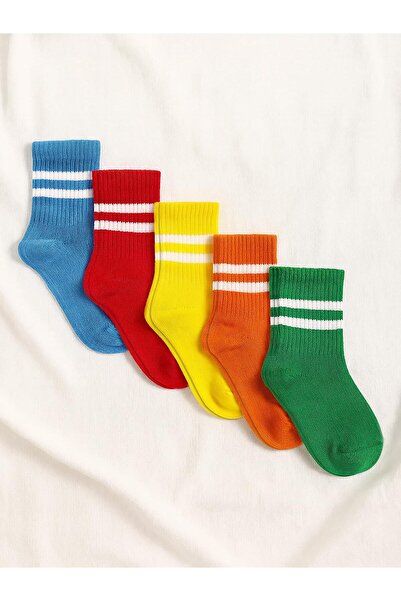 Civil Boys Basic Striped 5-Piece Men's Socks for Ages 2-12 - Standard for 10-...