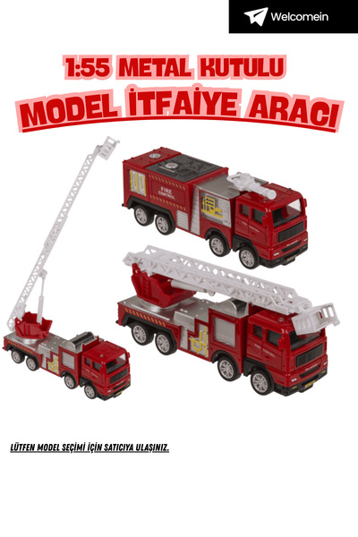 welcomein 1:55 Ölçek Metal Kutulu İtfaiye Aracı Diecast Model Oyuncak Sesli I...