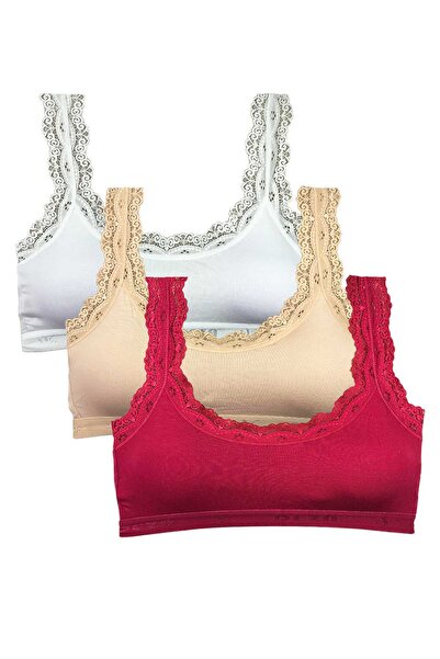 Mestore 3 Pieces Lace Embroidery Embroidered Padded Bamboo Women's Bustier Wh...