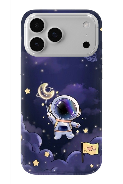 Multitronic حافظة شفافة مطبوعة بتصميم رائد الفضاء متوافقة مع هاتف iPhone 17 P...