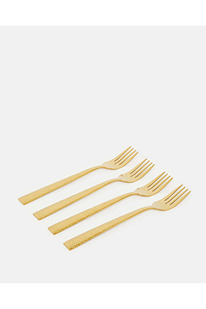 REDTAG Gold Dinner Fork Hammered Finish Set (4 Piece)