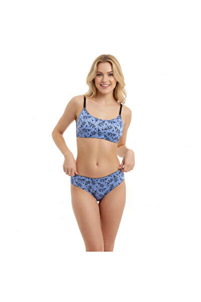 BONBON Women's Wire Free Unlined Scoop Bralet Bra and Slip Panty 2 Piece Set ...
