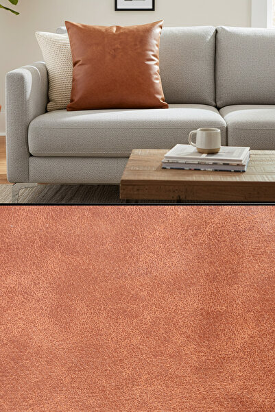 B'DEKOR DÖŞEMELİK KUMAŞ Deri Desenli Nubuk Döşemelik Kumaş Kiremit Puf ve Kır...