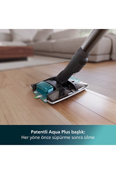 Philips 8000 Serisi Çift Bataryalı Aqua Plus Kablosuz Dik Süpürge Islak Silme ve Süpürme 2'si 1 Arada