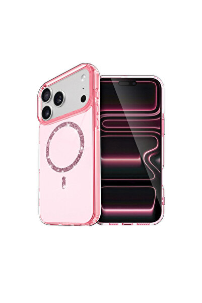 eco port غطاء آيفون 17 برو ماكس لايف دايموند ماج سيف - وردي