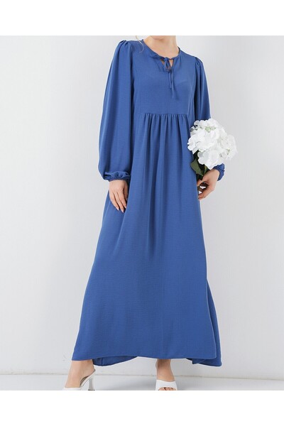 Modamorfo Women's Balloon Sleeve Long Hijab Dress 2464 - Saks