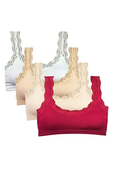 Mestore 4 Pieces Lace Embroidery Embroidered Padded Bamboo Women's Bustier Set