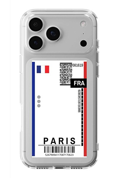 Multitronic حافظة شفافة مطبوعة بتصميم تذكرة باريس متوافقة مع هاتف iPhone 17 Pro