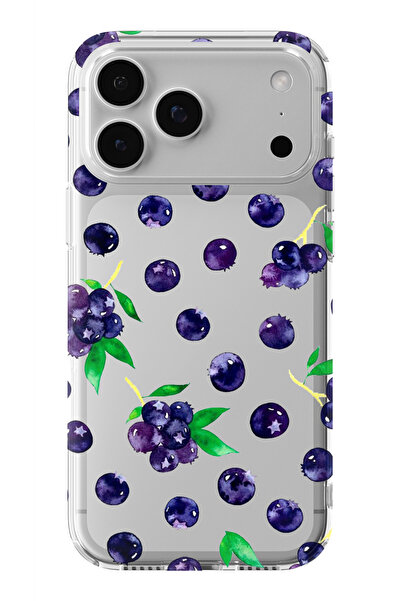 Multitronic حافظة شفافة مطبوعة بتصميم التوت الأزرق متوافقة مع هاتف iPhone 17 ...