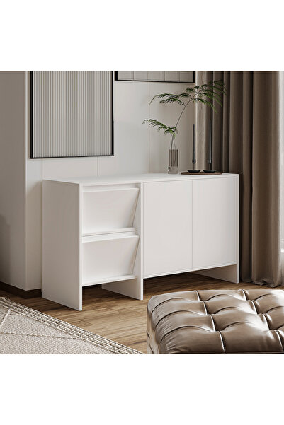 İNARCH DİZAYN Laris 130 cm Modern Konsol – 4 Kapaklı, Yüksek Ayaklı, Minimali...