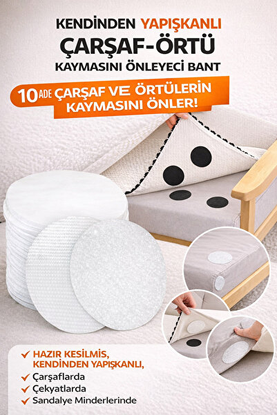 Ecuy Kendinden Yapışkanlı Kayma Önleyici Cırt Cırt Bant – Çarşaf & Örtü Sabit...