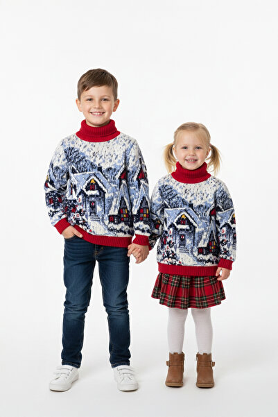 Pulltonic Дівчача/хлопчача кофта з коміром-стійкою та візерунком у вигляді ри...