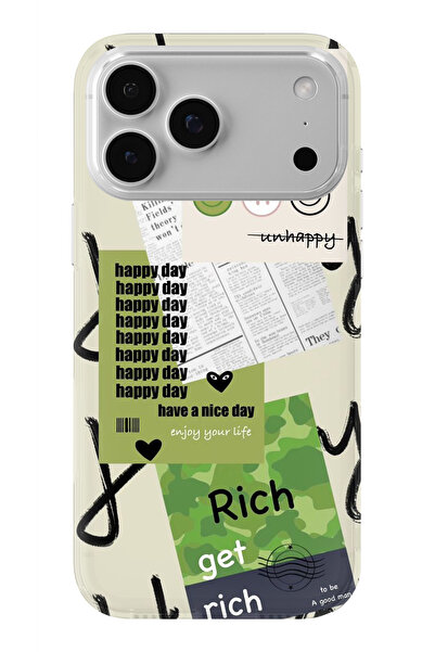 Multitronic حافظة شفافة مطبوعة بتصميم Get Rich متوافقة مع هاتف iPhone 17 Pro Max