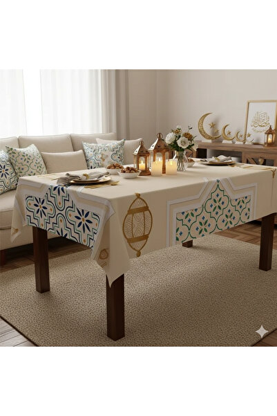 DODOMAR 160 x 220 cm Krem Ramazan Masa Örtüsü - Ramazan Sofra ve Masa Dekoru