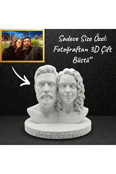 FLOWERS ACADEMY “Fotoğraftan Gerçekçi Çift Büstü – Kişiye Özel 3D Heykel”