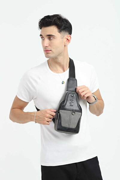 en deri Anthracite Canvas Men's Shoulder Bag - Casual Crossbody Messenger Bag
